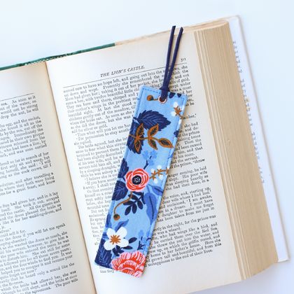 Fabric Bookmark - Birch Periwinkle